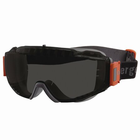 ERGODYNE Skullerz MODI OTG Anti-Scratch/Enhanced Anti-Fog Safety Goggles with Elastic Strap, Smoke Lens 60301
